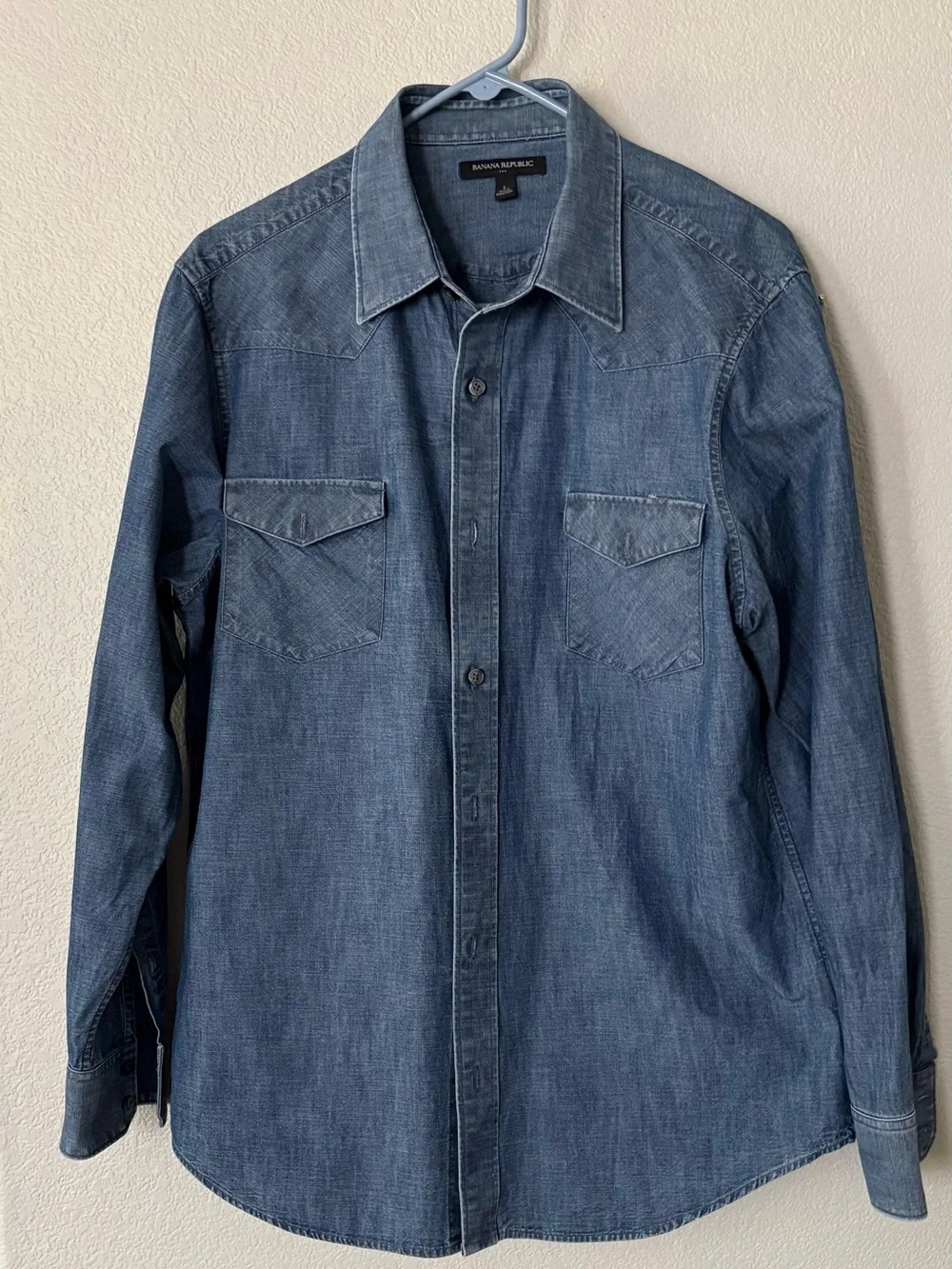 Banana Republic Men's Indigo Denim Western Shirt Sz L